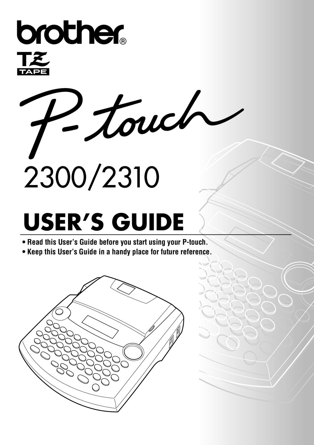 Brother P-touch 2310, P-touch 2300 manual 2300/2310 