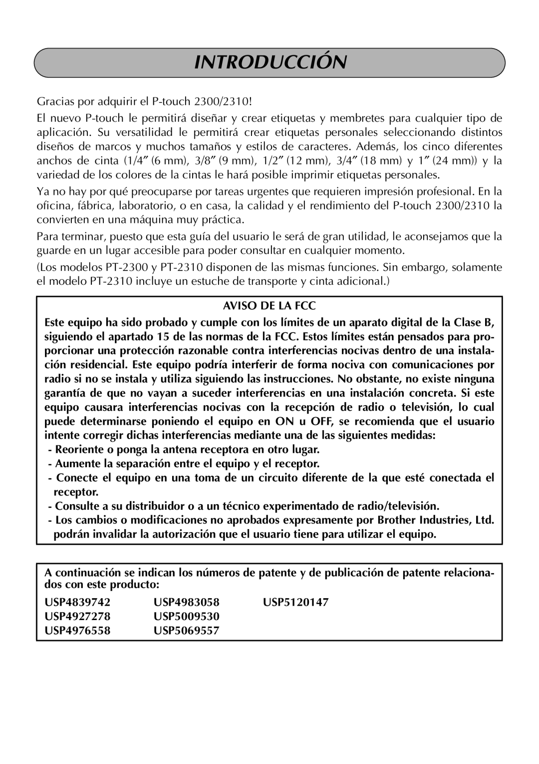 Brother P-touch 2310 manual Introducción, Gracias por adquirir el P-touch 2300/2310 