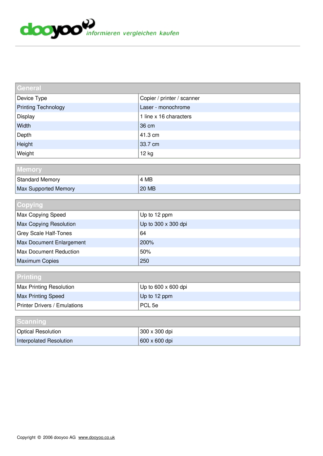 Brother P2500 manual General, Memory, Copying, Printing, Scanning 