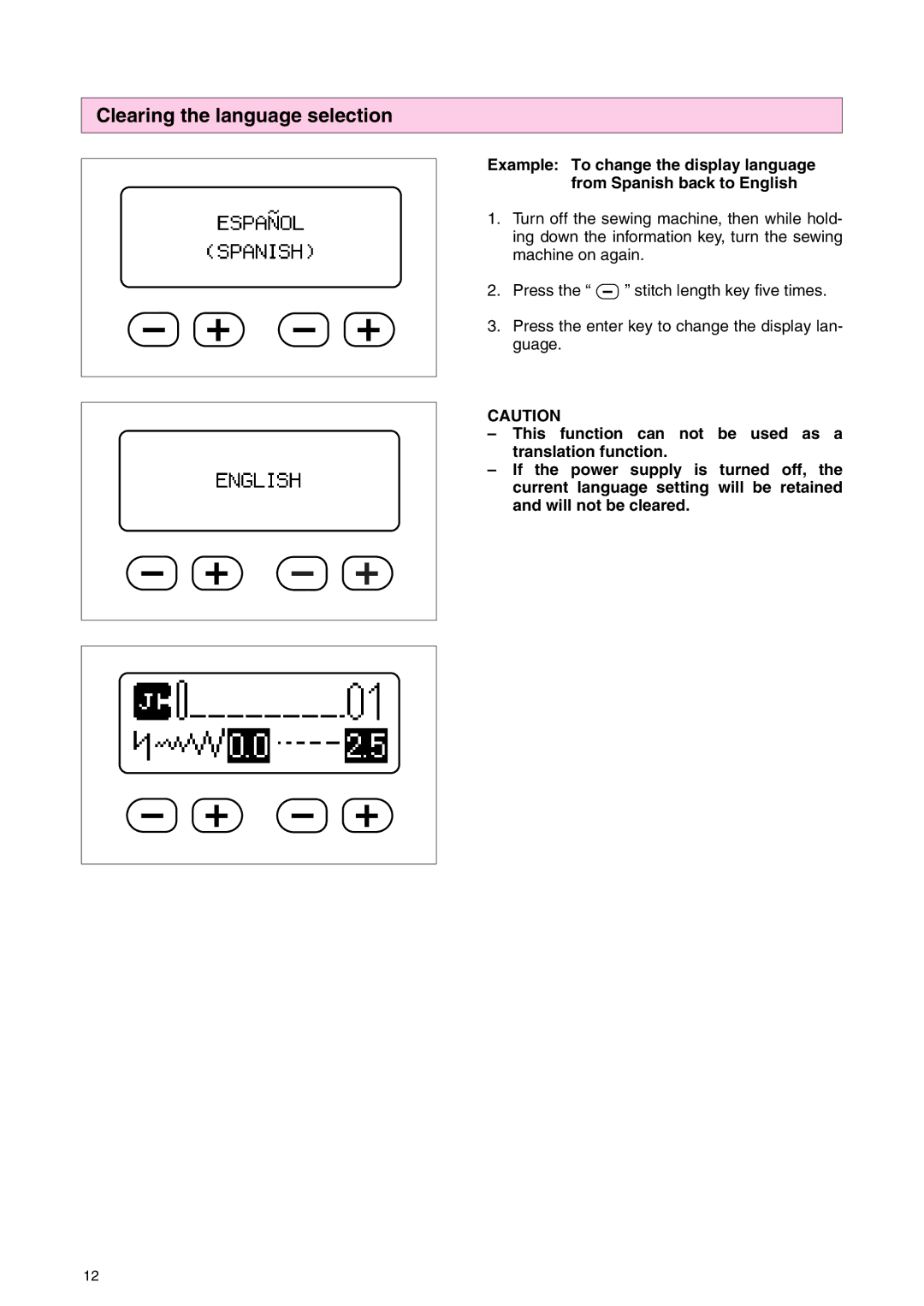 Brother PC 3000 operation manual Clearing the language selection 