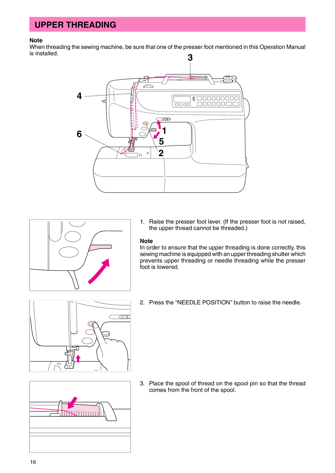 Brother PC 3000 operation manual Upper Threading 