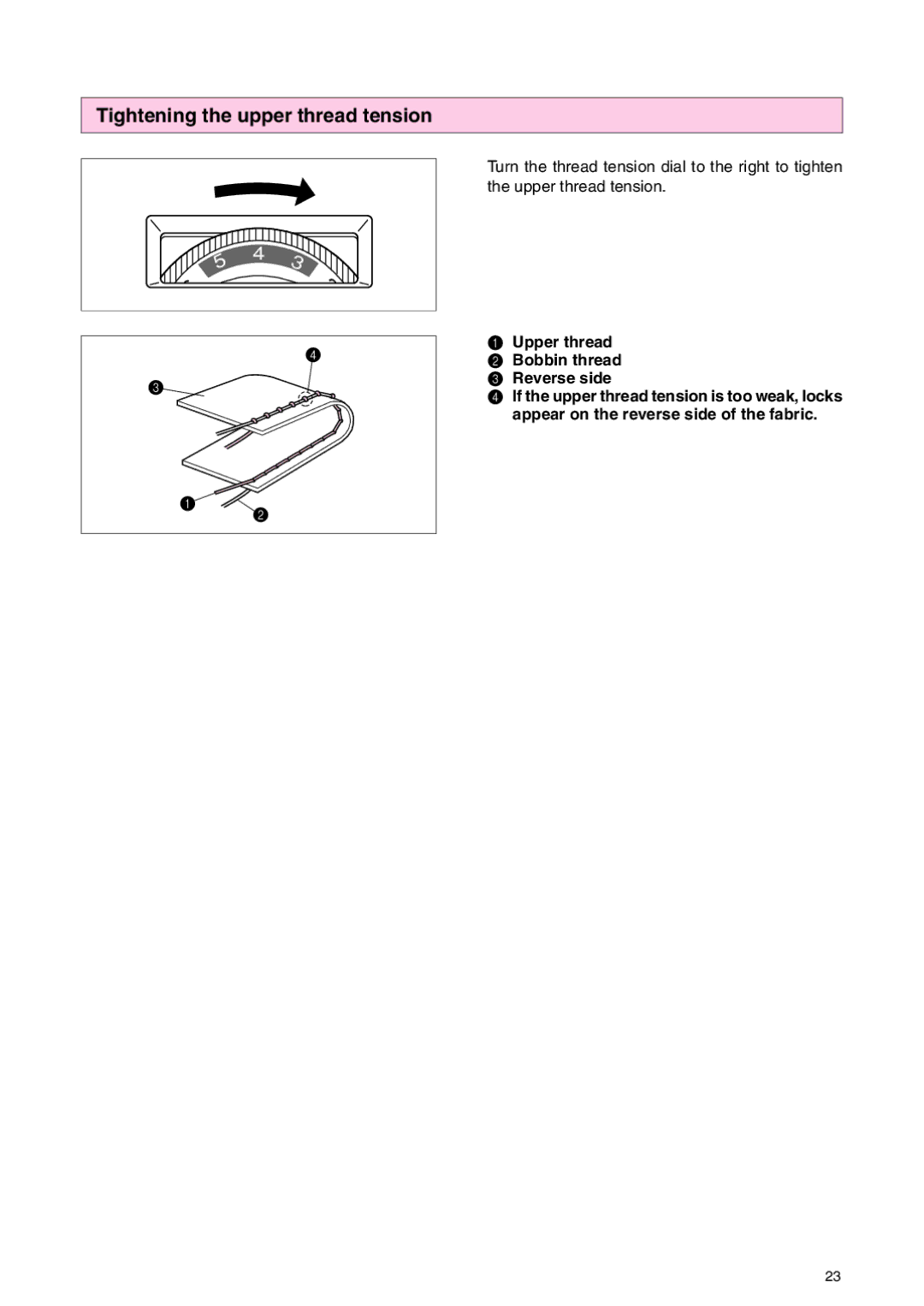 Brother PC 3000 operation manual Tightening the upper thread tension 