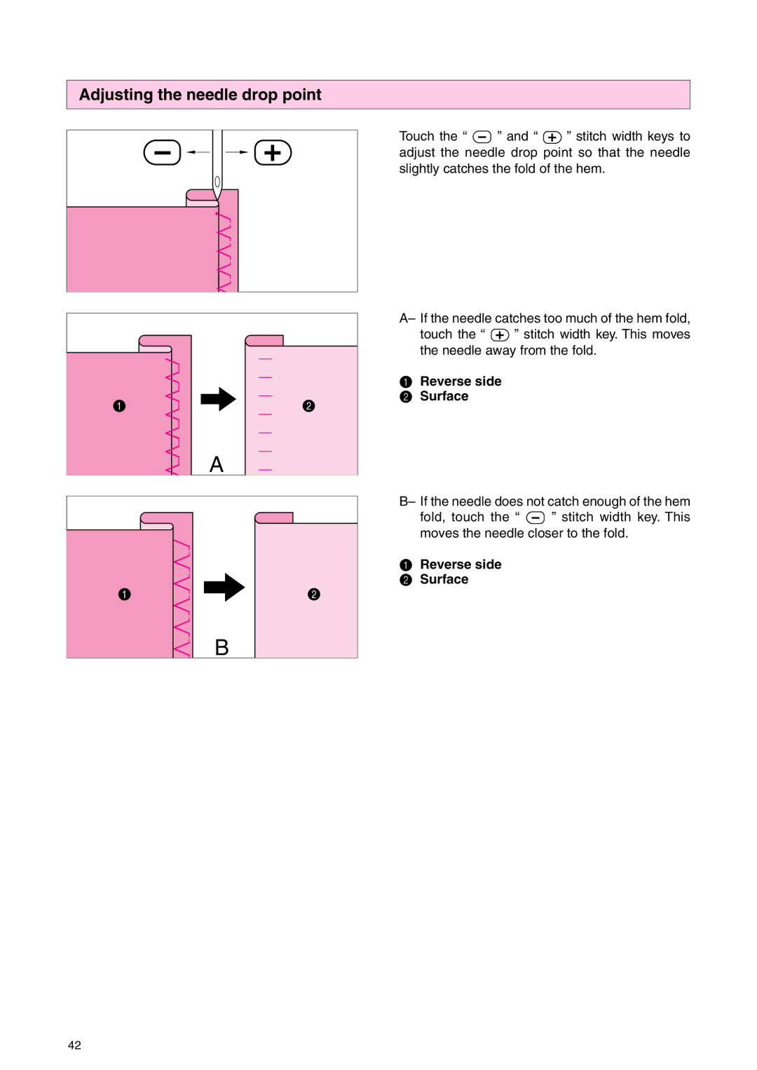 Brother PC 3000 operation manual Adjusting the needle drop point 