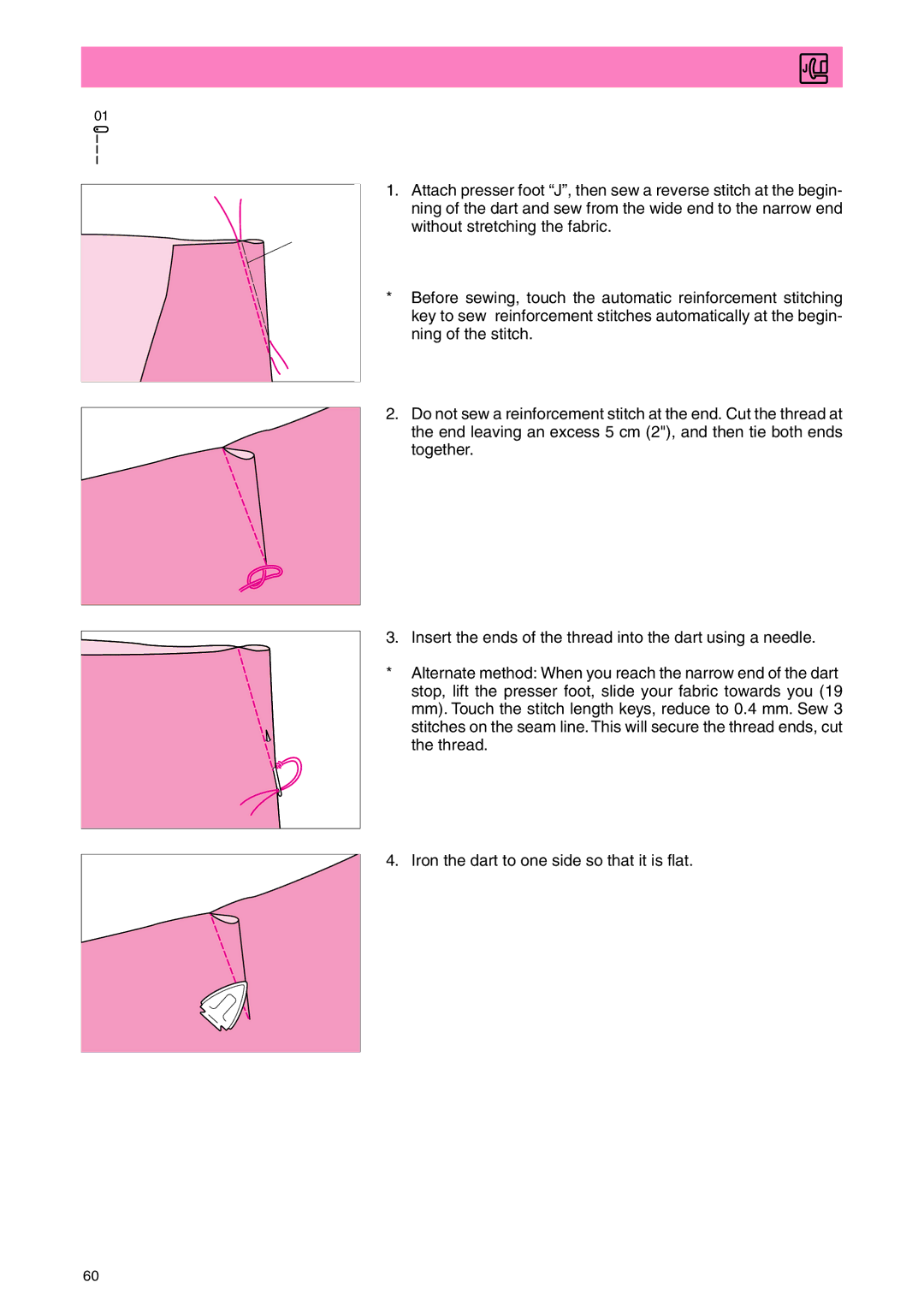 Brother PC 3000 operation manual Dart Seam 