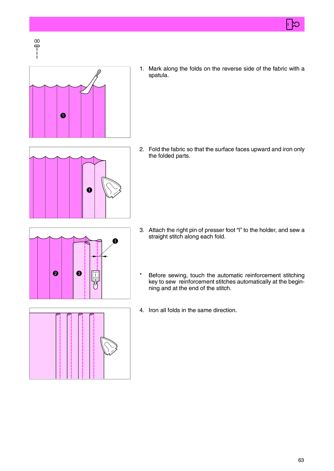 Brother PC 3000 operation manual Pintuck, For decorating blouses, etc, Width for pintuck Reverse side Right side of fabric 