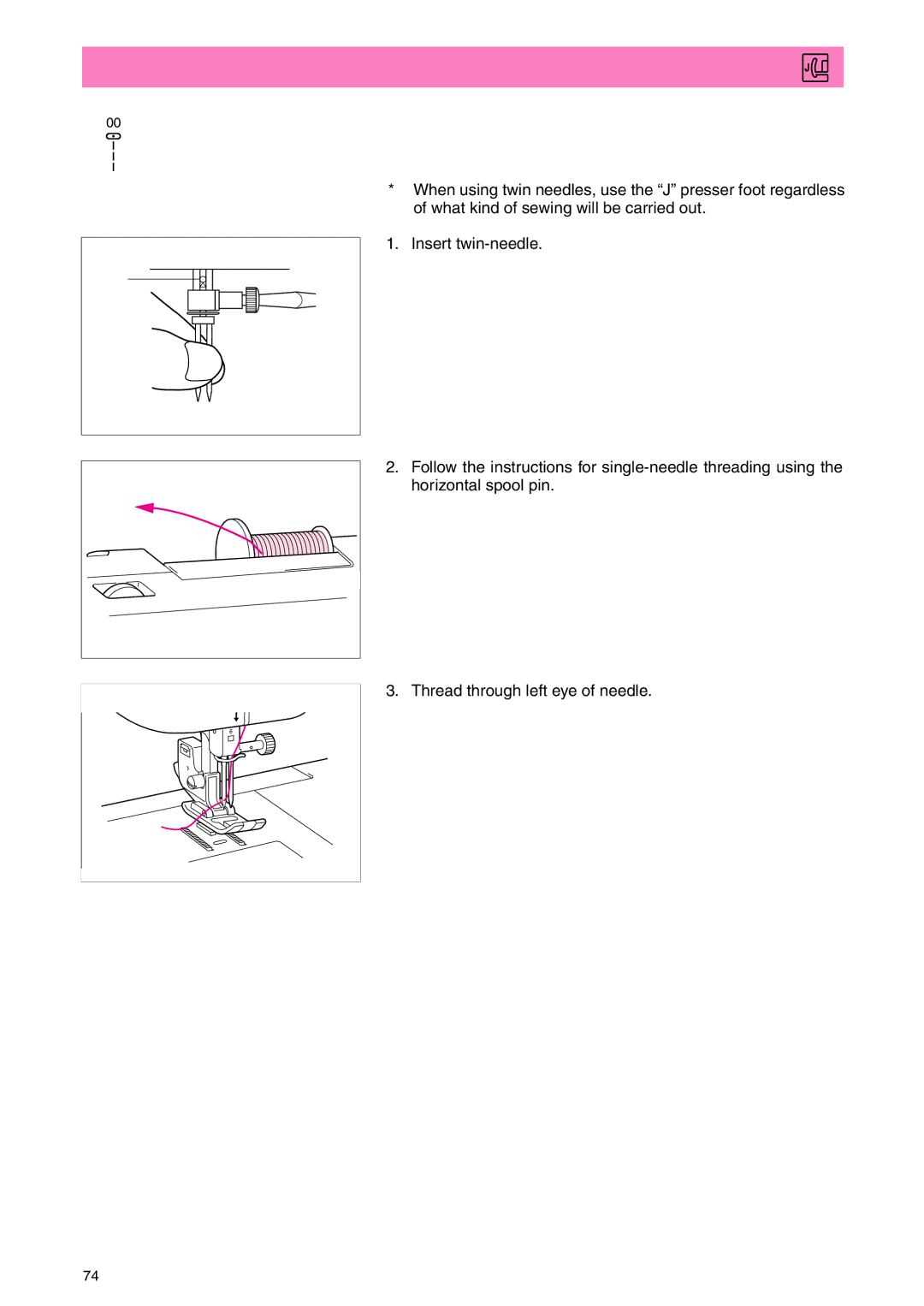 Brother PC 3000 operation manual Twin Needle, Stopper 