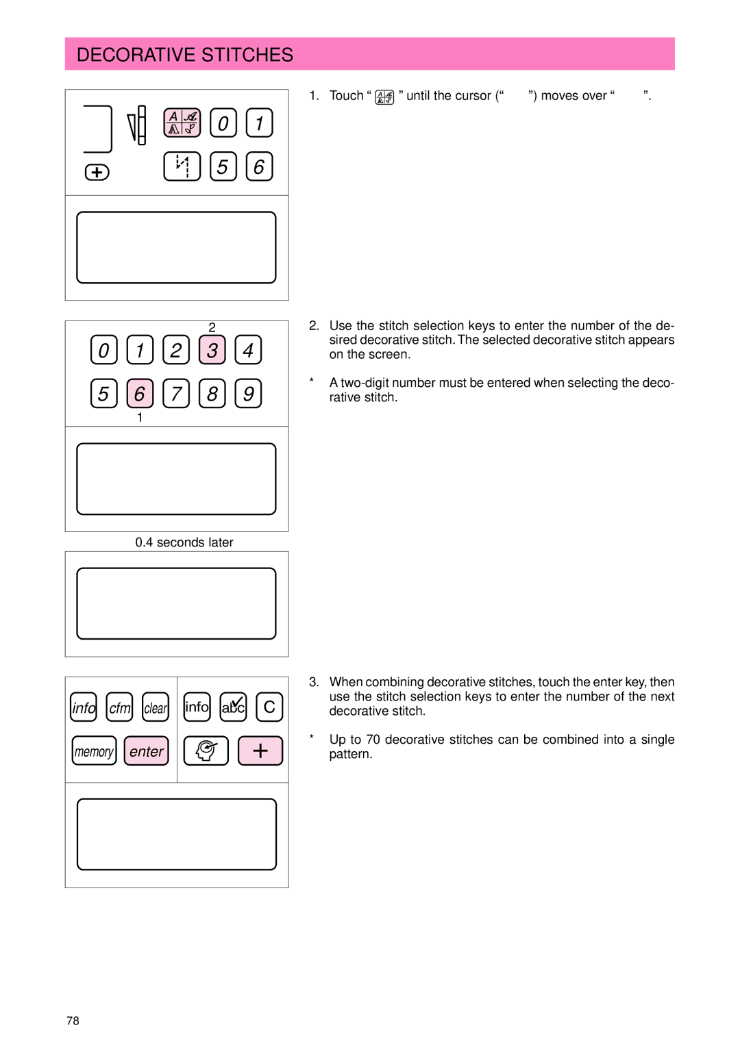 Brother PC 3000 operation manual Decorative Stitches 