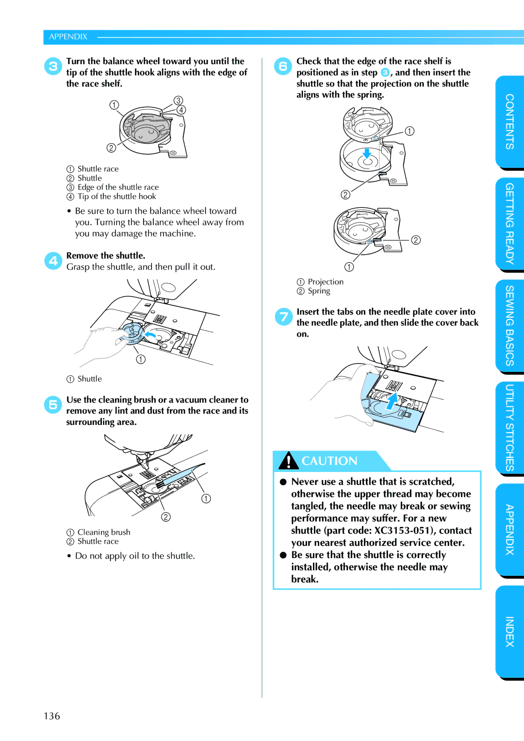 Brother PC-420PRW manual Remove the shuttle 