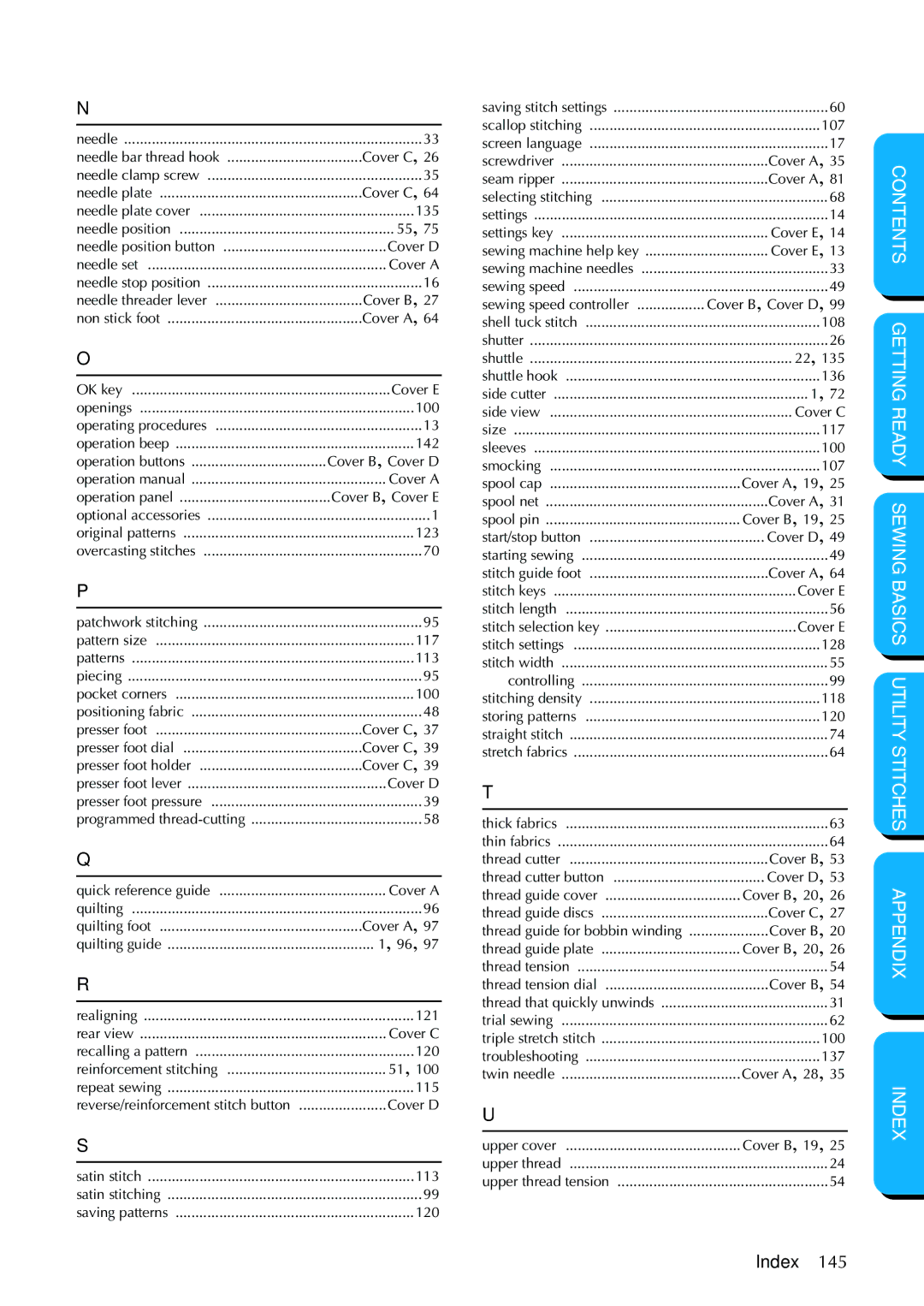 Brother PC-420PRW manual Index 