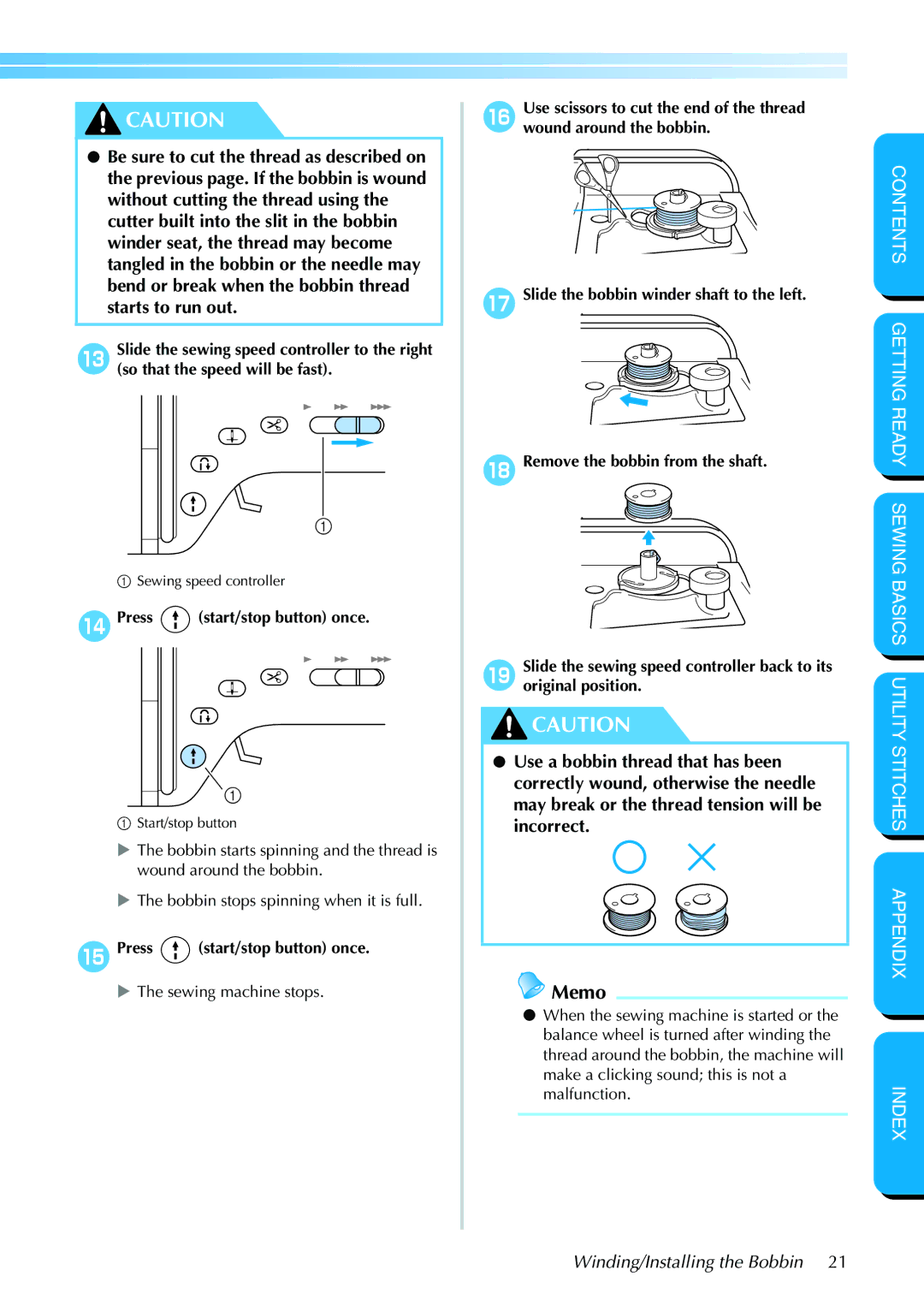 Brother PC-420PRW manual DPress start/stop button once, EPress start/stop button once 