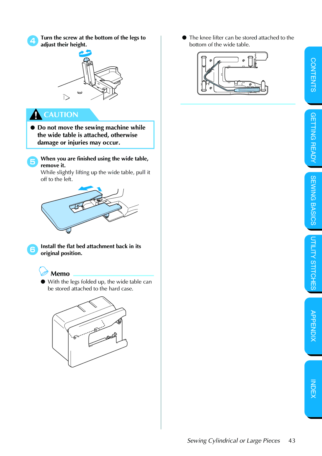 Brother PC-420PRW manual Sewing Cylindrical or Large Pieces 