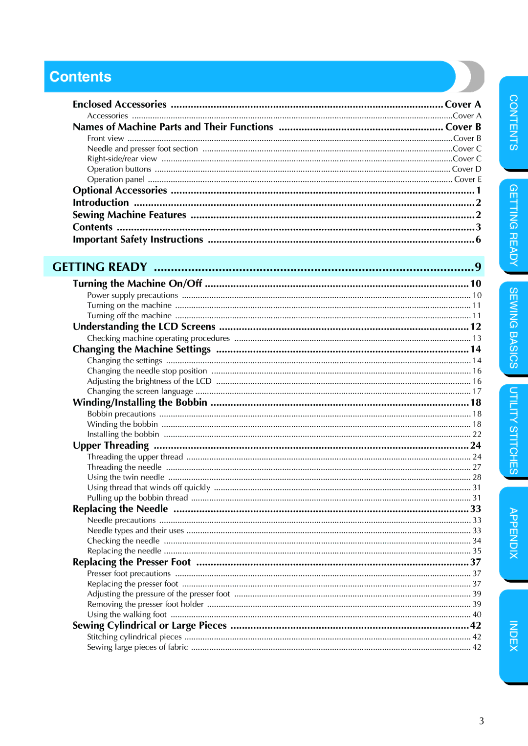 Brother PC-420PRW manual Contents 