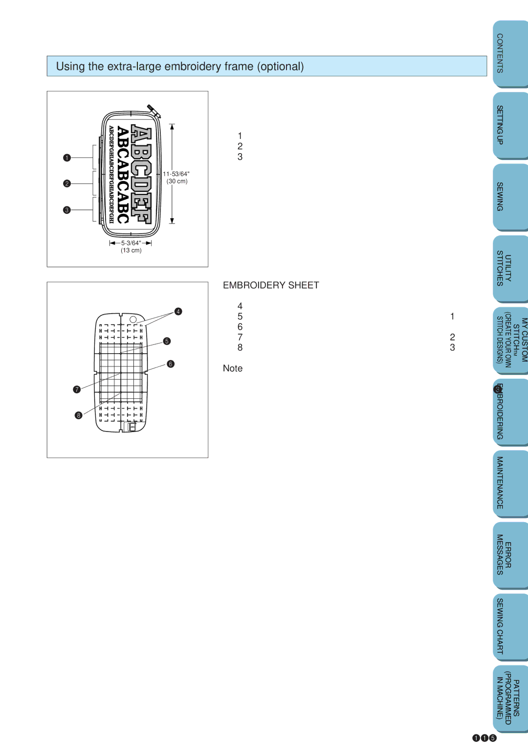 Brother PC 6500 operation manual Using the extra-large embroidery frame optional, Embroidery Sheet 