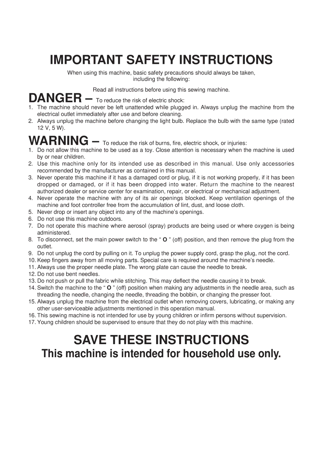 Brother PC 6500 operation manual Important Safety Instructions 