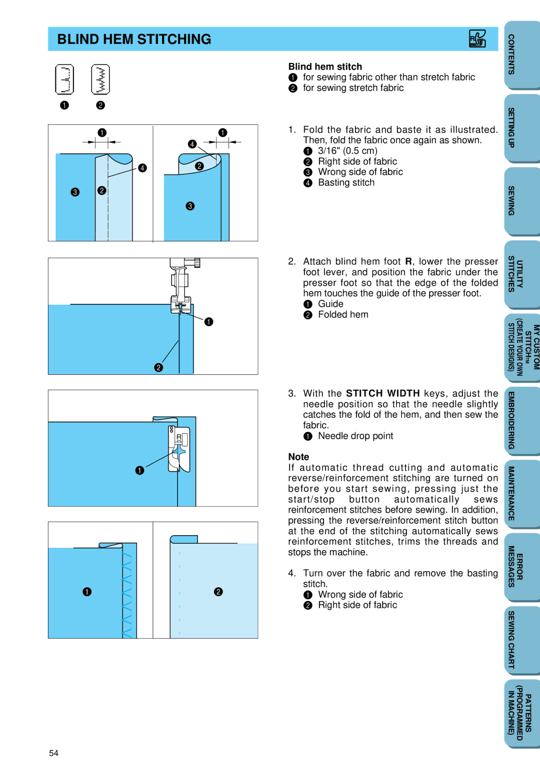 Brother PC 6500 operation manual Blind HEM Stitching, Blind hem stitch 