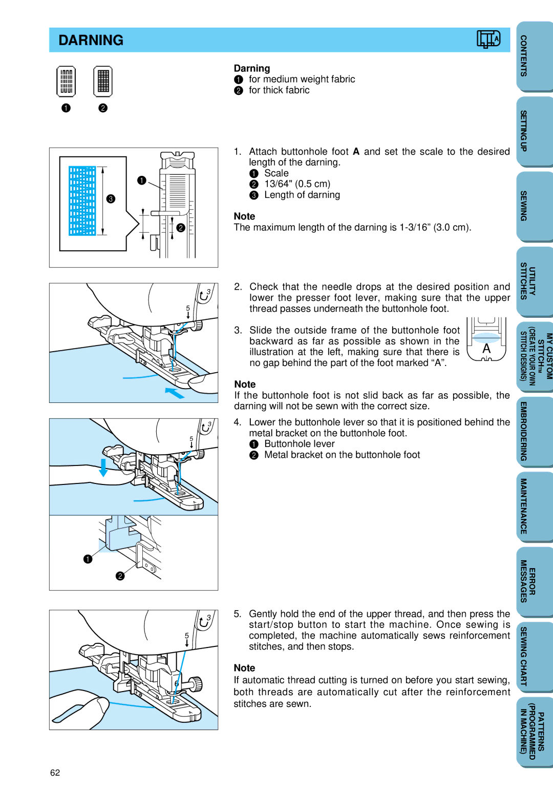 Brother PC 6500 operation manual Darning 