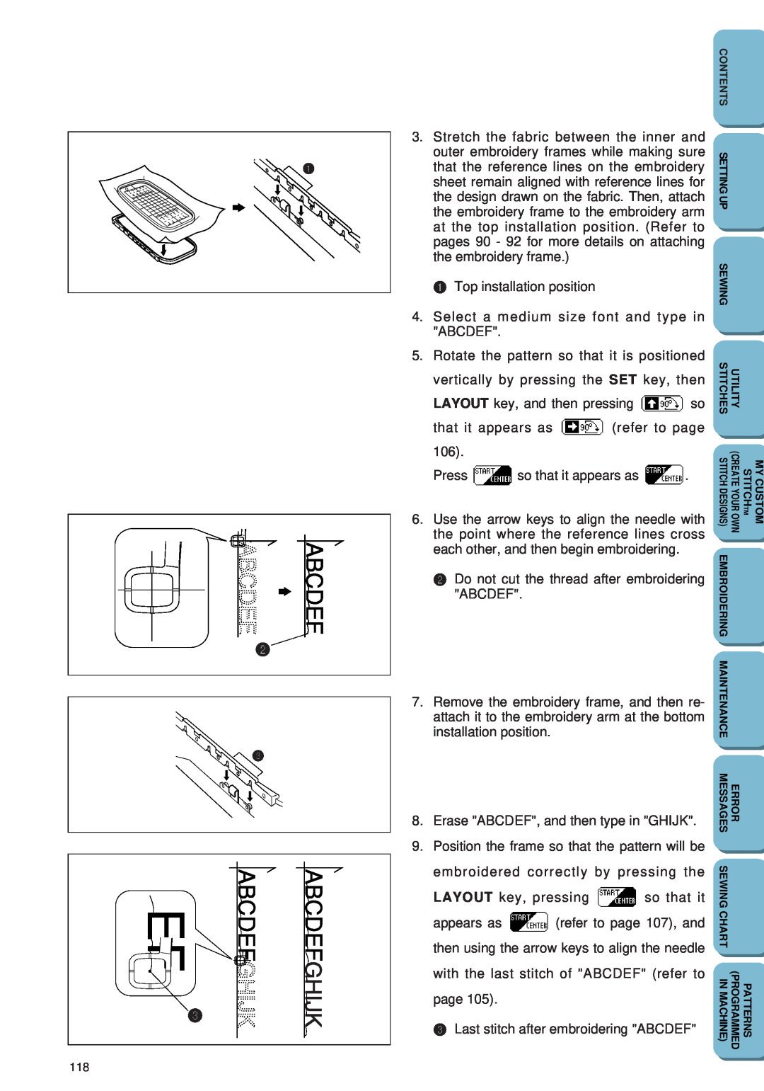 Brother PC 6500 operation manual Top installation position 