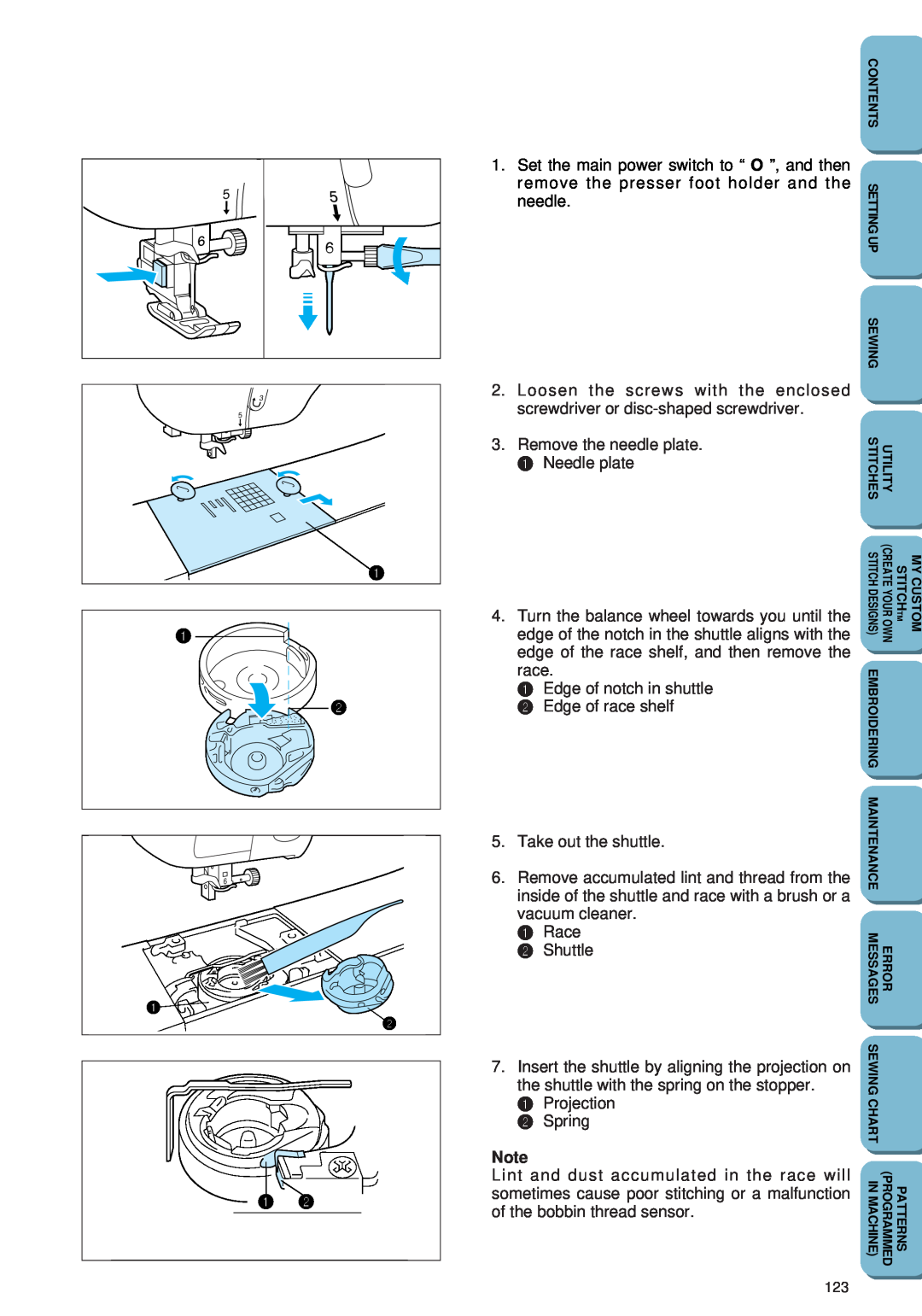 Brother PC 6500 operation manual Remove the needle plate. 1 Needle plate 