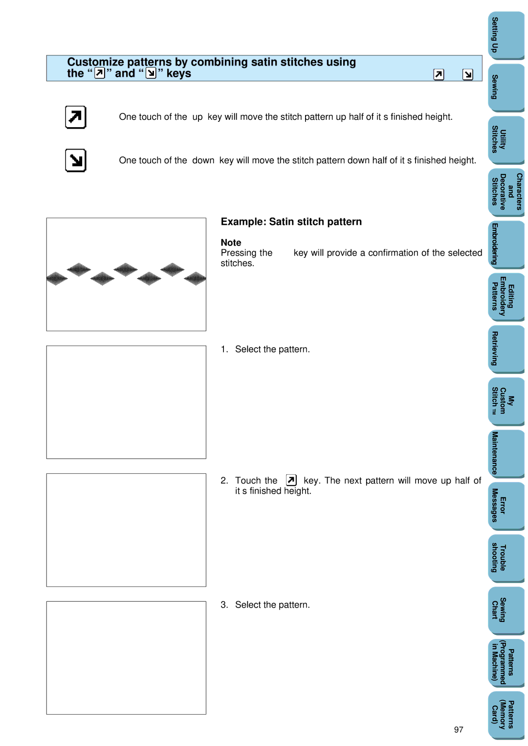 Brother PC 8500 manual Example Satin stitch pattern 