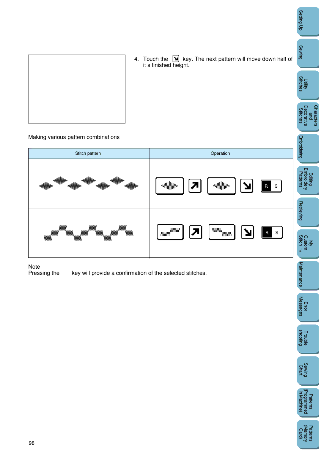 Brother PC 8500 manual Making various pattern combinations 