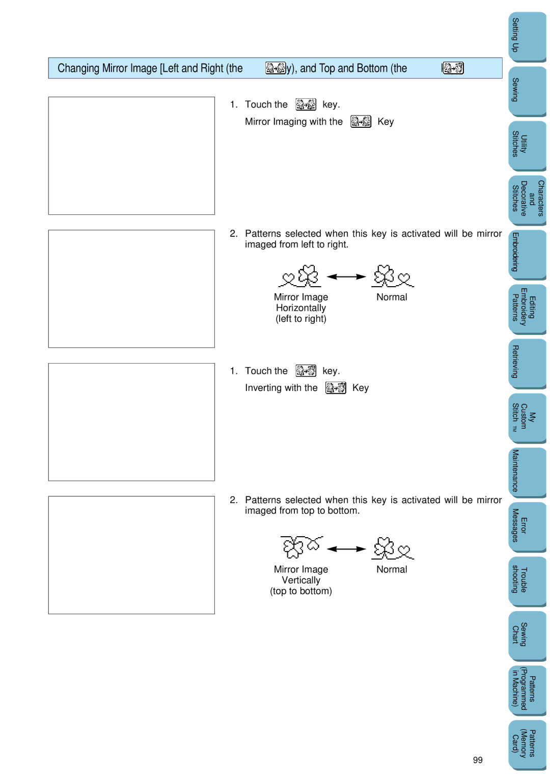 Brother PC 8500 manual Vertically, Mirror Image Normal Horizontally, Top to bottom 