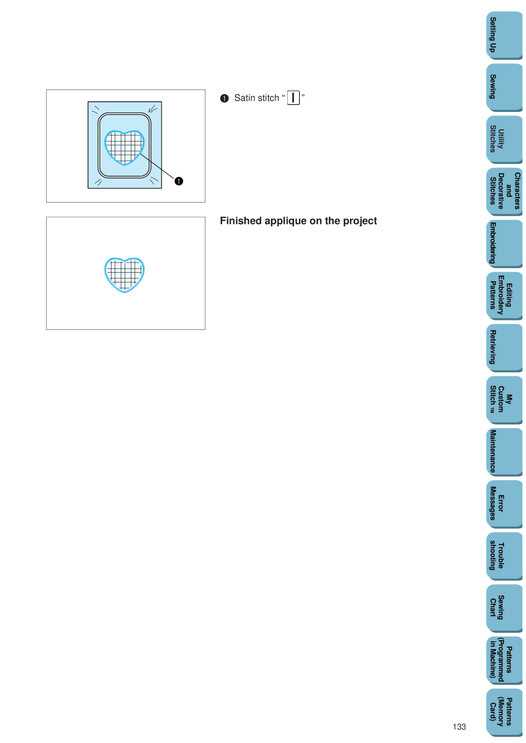 Brother PC 8500 manual Finished applique on the project, 133 