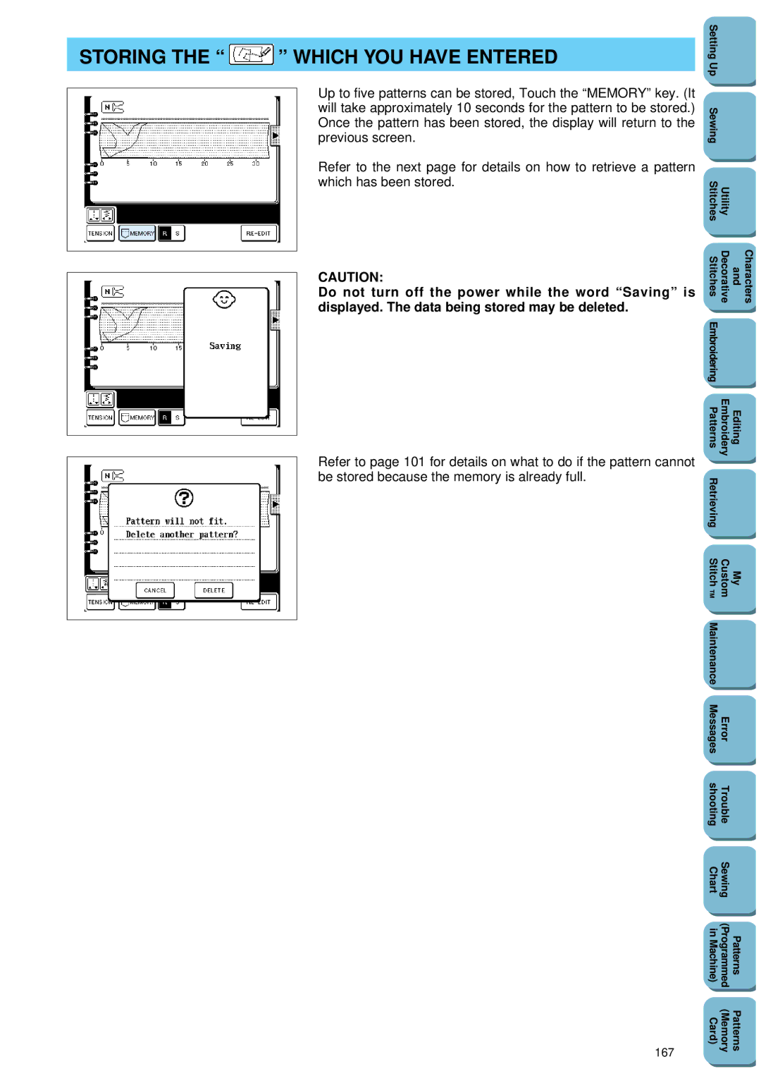 Brother PC 8500 manual Storing the Which YOU have Entered, 167 