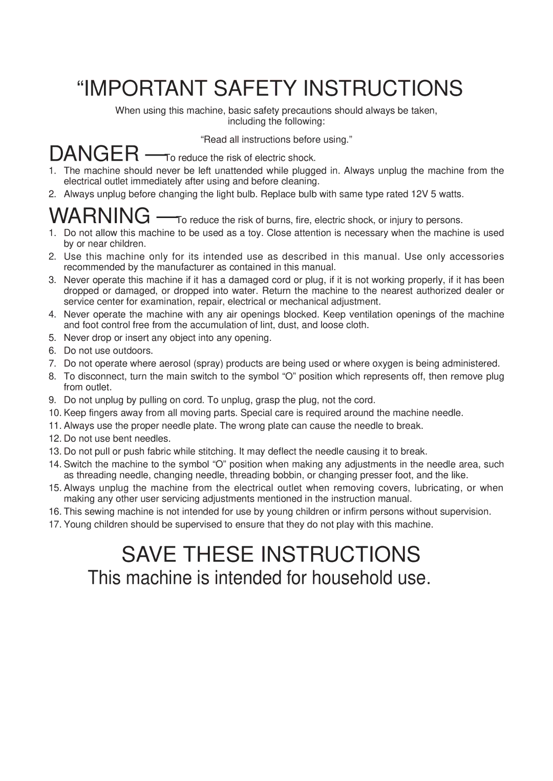 Brother PC 8500 manual Important Safety Instructions 