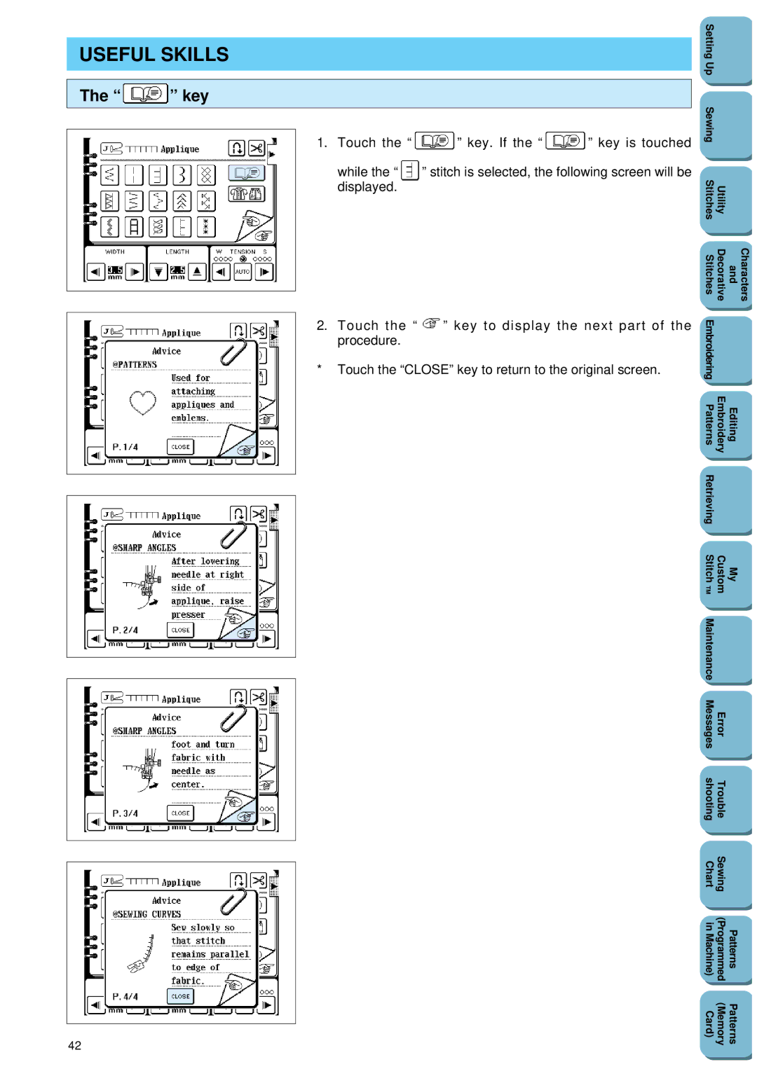 Brother PC 8500 manual Useful Skills, Key 