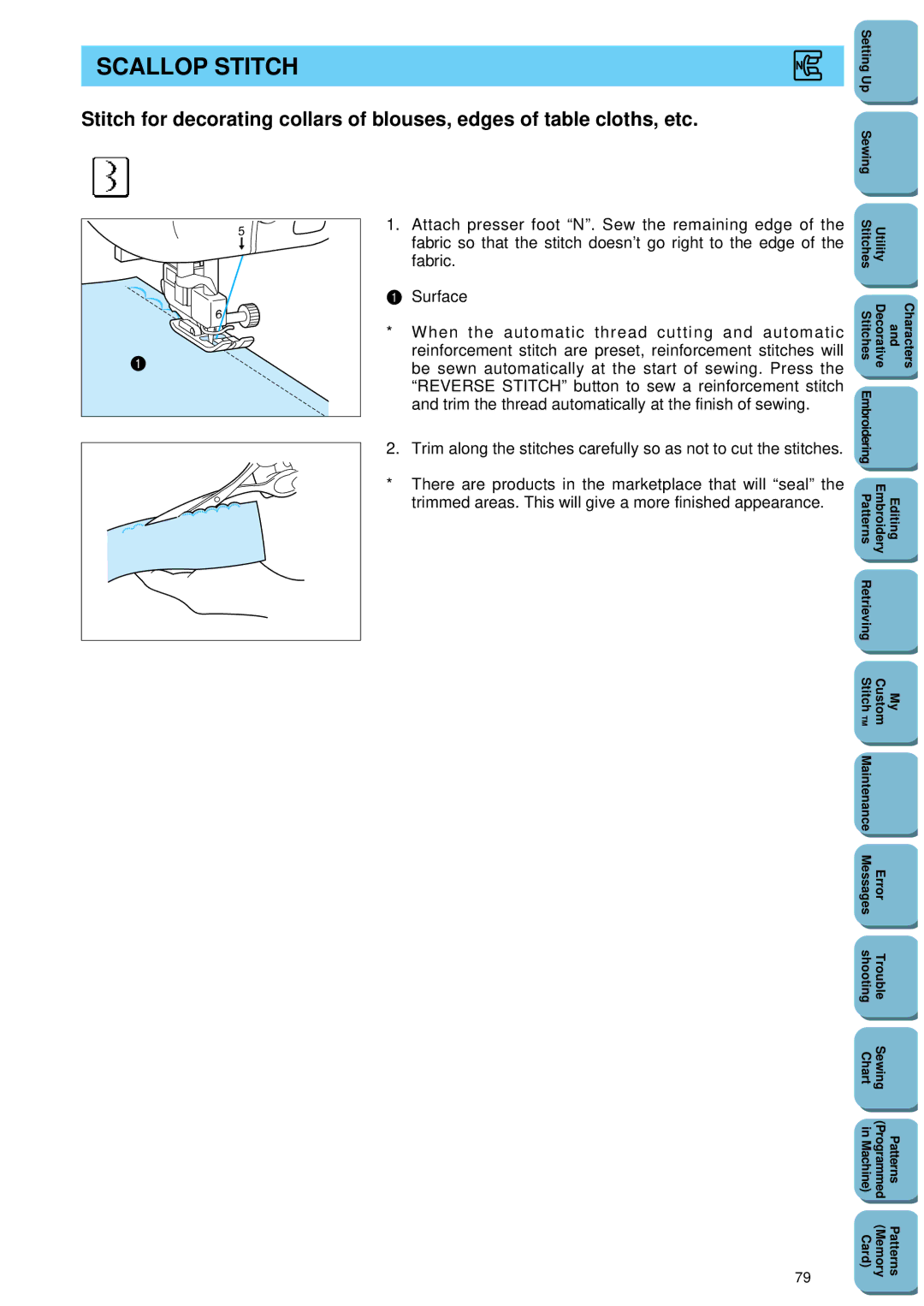 Brother PC 8500 manual Scallop Stitch 