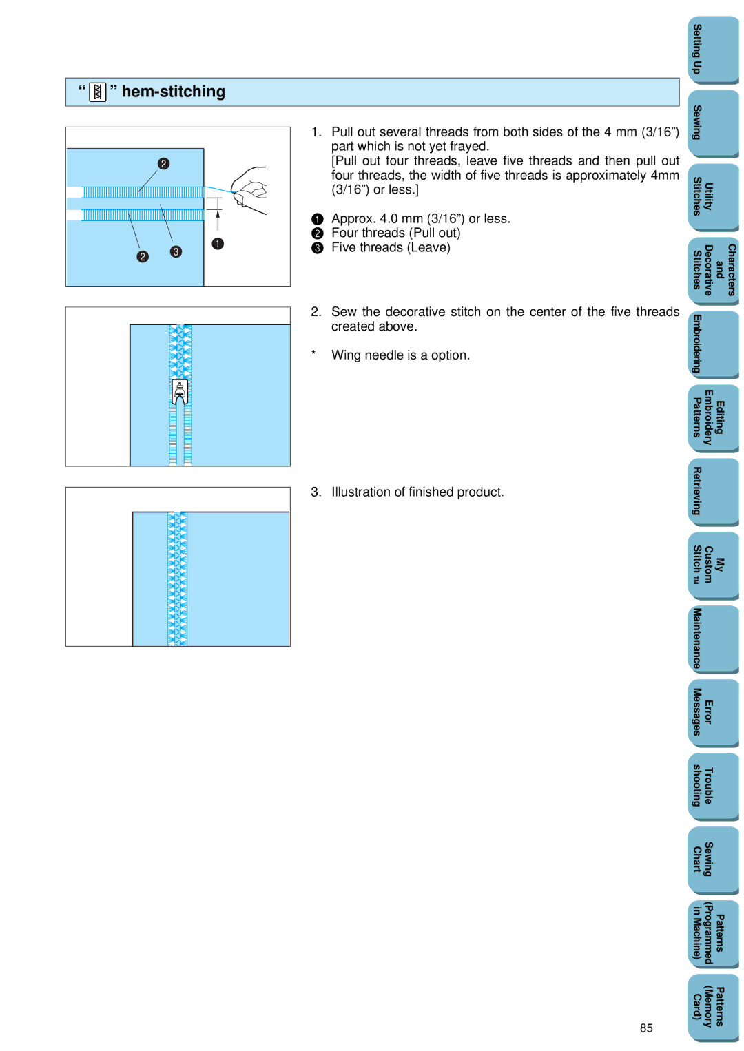 Brother PC 8500 manual Utility Stitches 