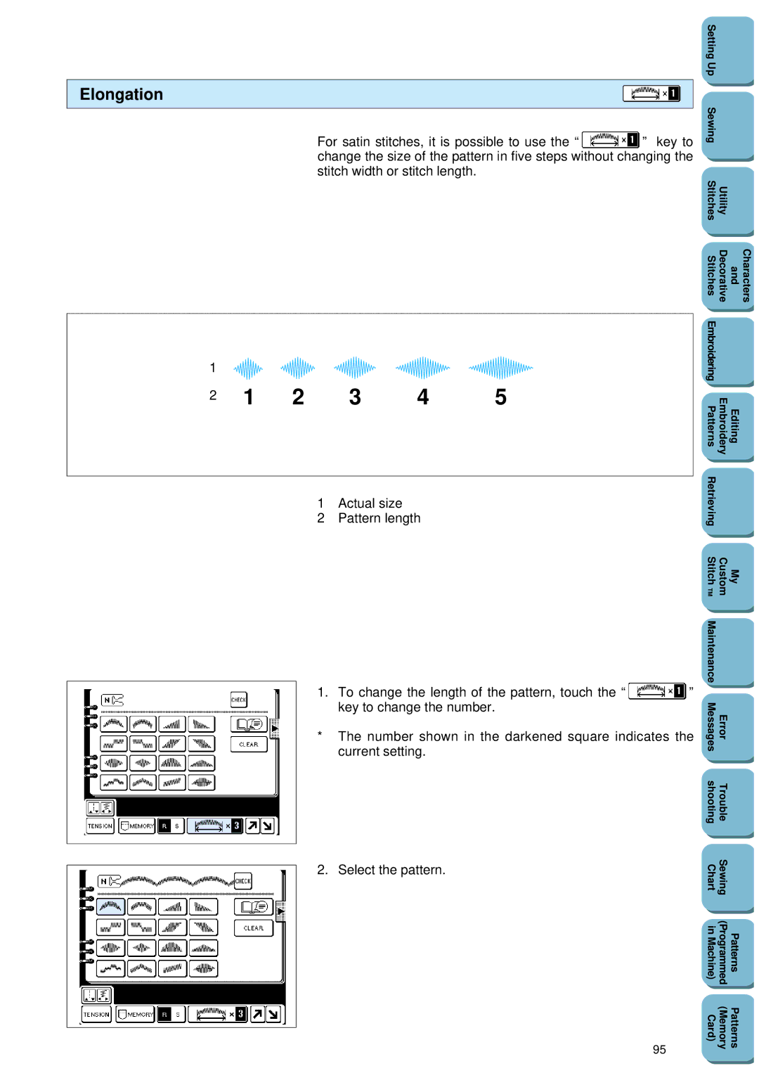 Brother PC 8500 manual Elongation 