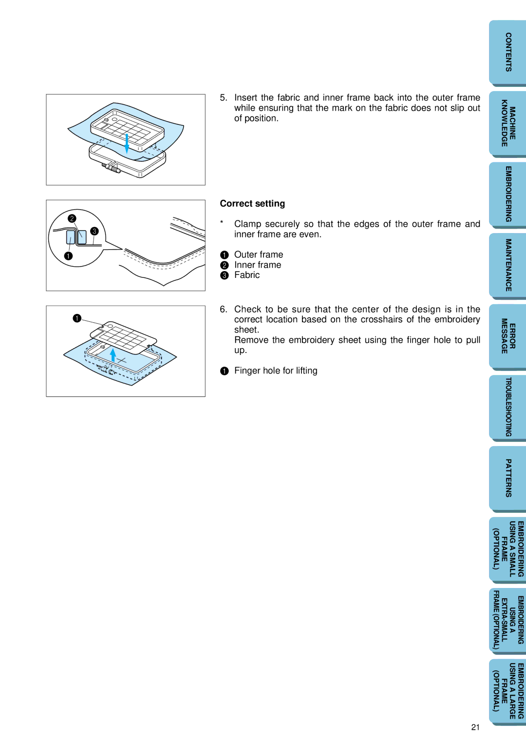 Brother PE 150 manual Correct setting 