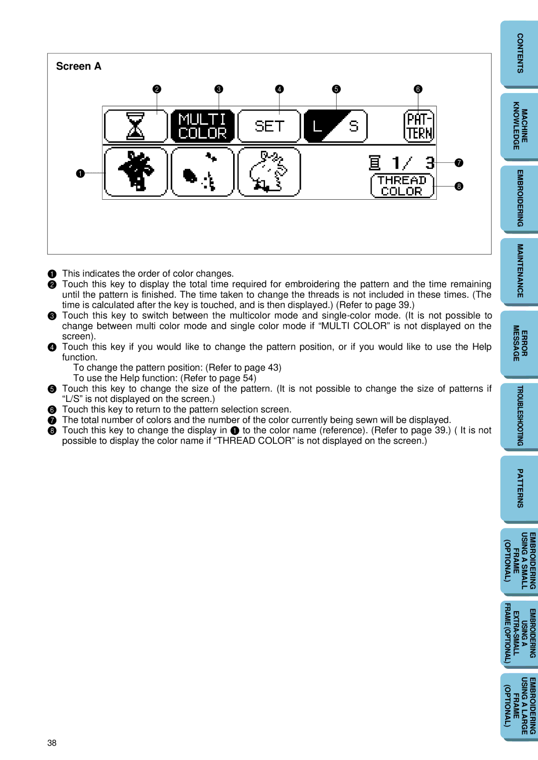 Brother PE 150 manual Screen a 