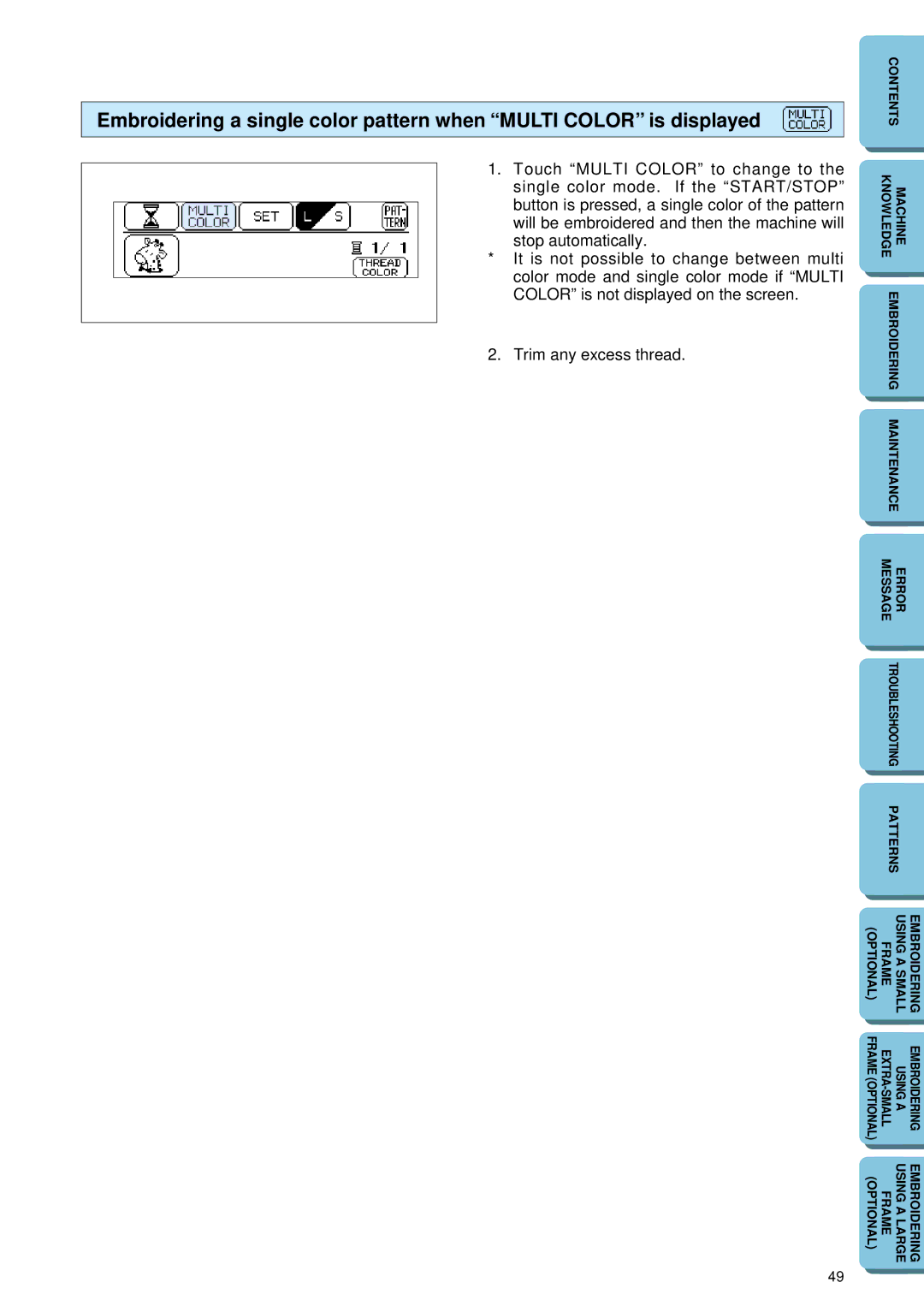 Brother PE 150 manual Contents 