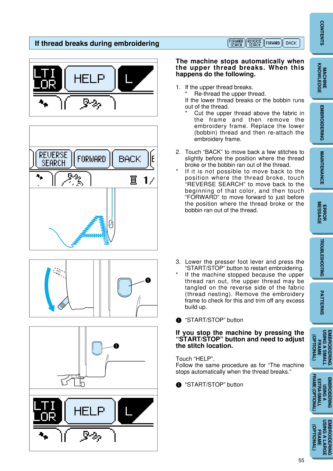 Brother PE 150 manual If thread breaks during embroidering 