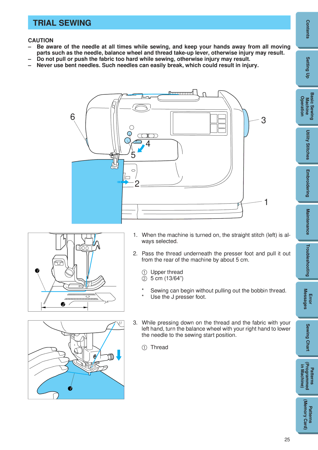 Brother PE 300S operation manual Trial Sewing 