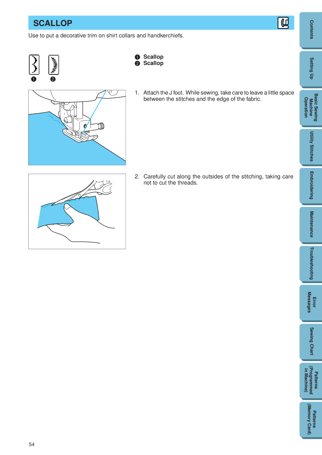 Brother PE 300S operation manual Scallop 