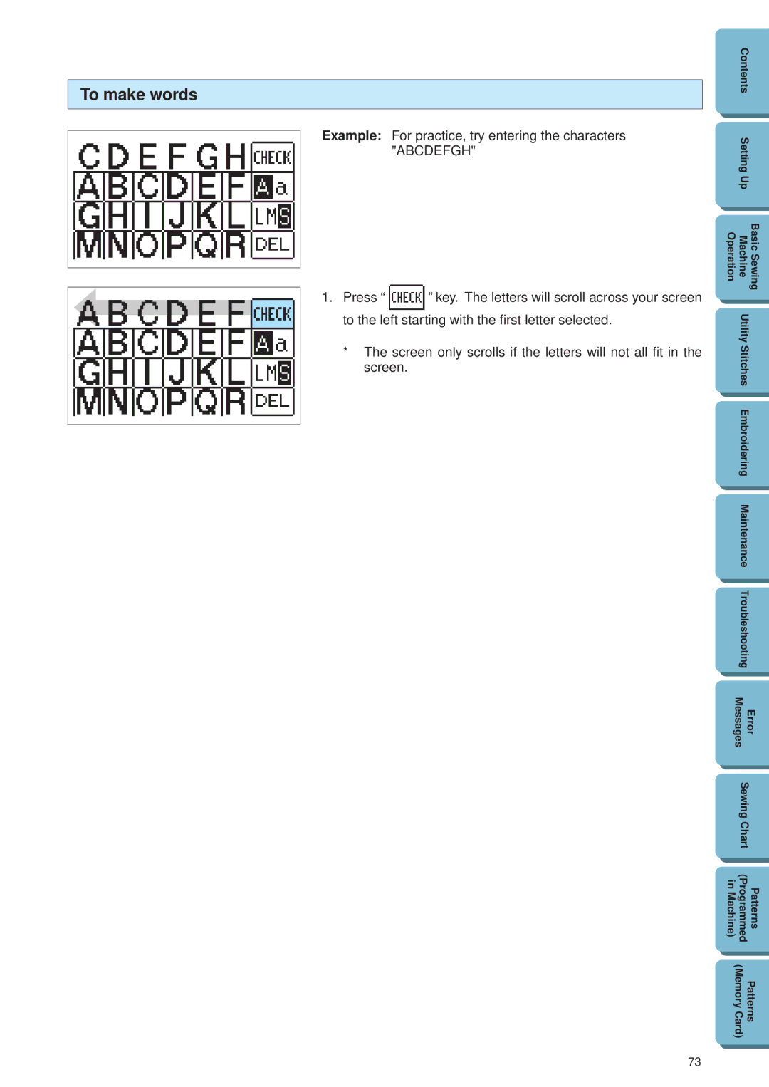 Brother PE 300S operation manual To make words 