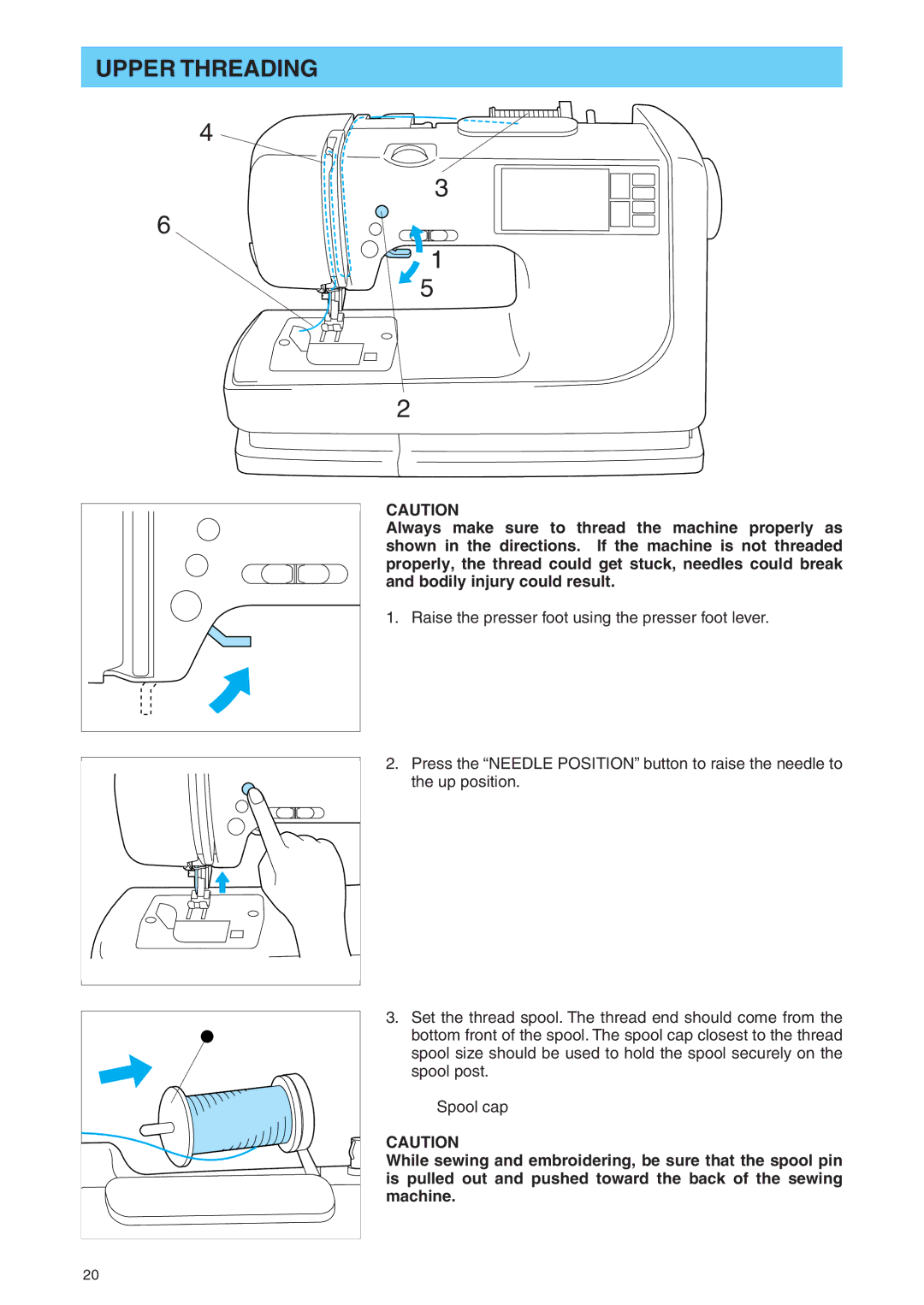 Brother PE 400D operation manual Upper Threading 