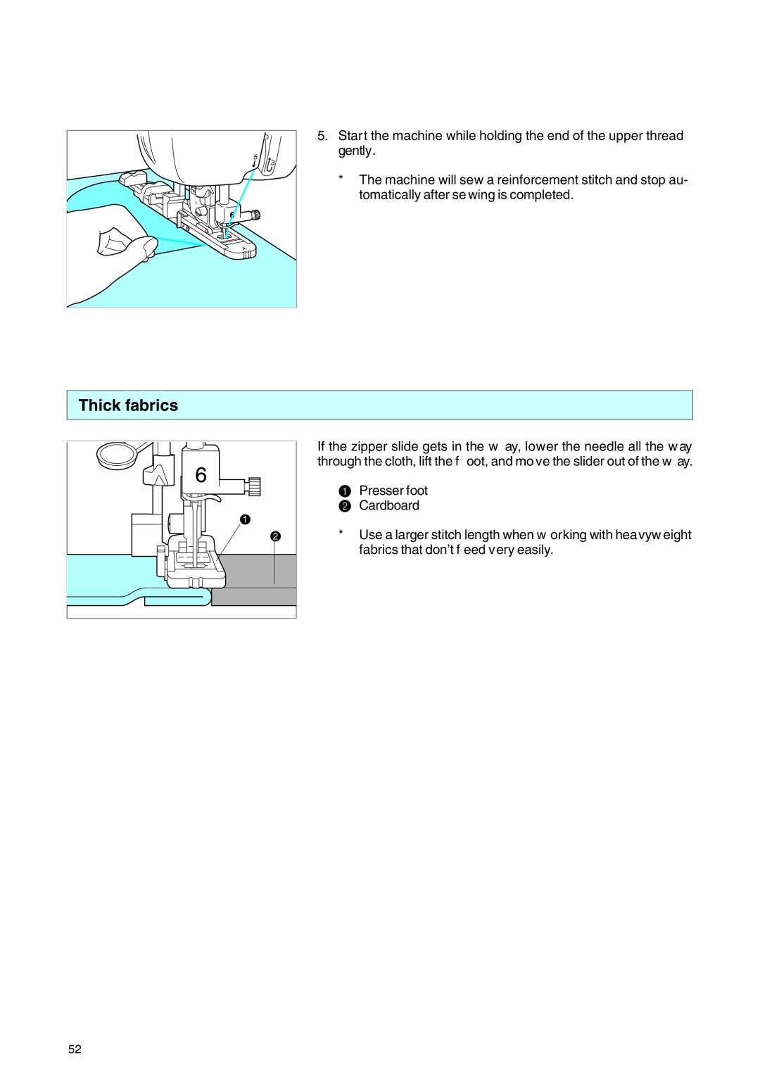 Brother PE 400D operation manual Thick fabrics 