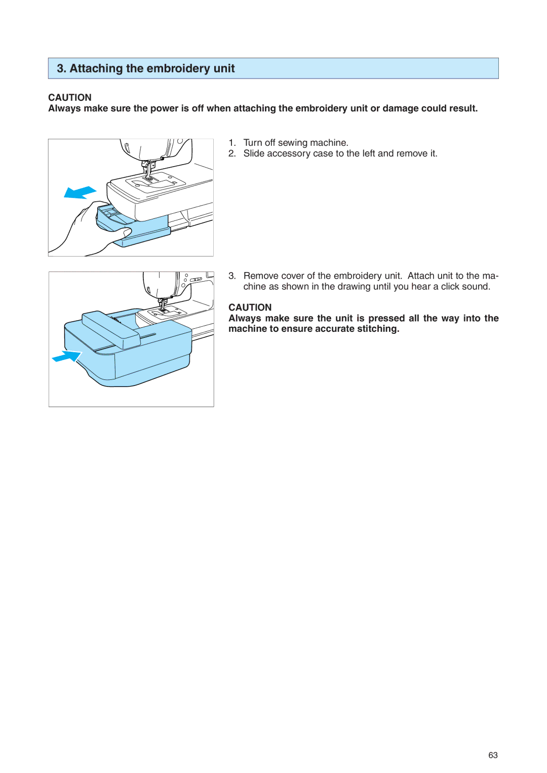 Brother PE 400D operation manual Attaching the embroidery unit 