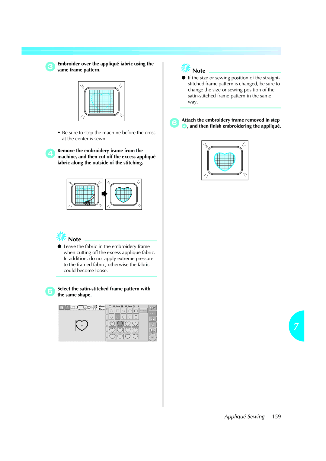 Brother PE-600II operation manual Select the satin-stitched frame pattern with the same shape 