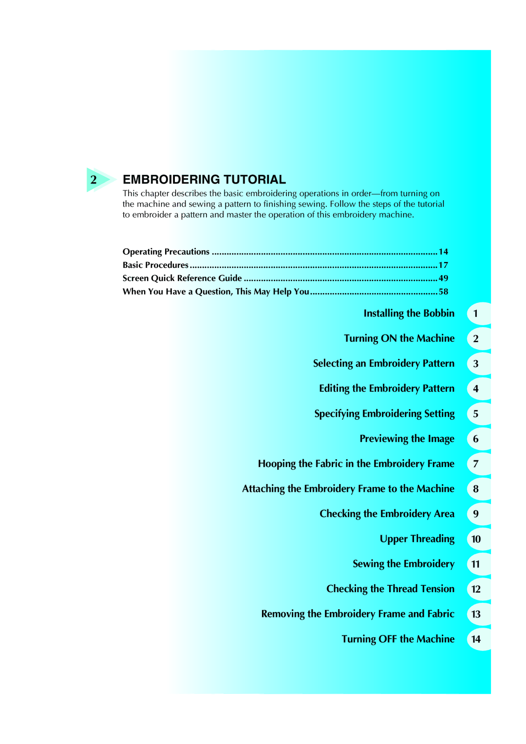 Brother PE-600II operation manual Embroidering Tutorial 