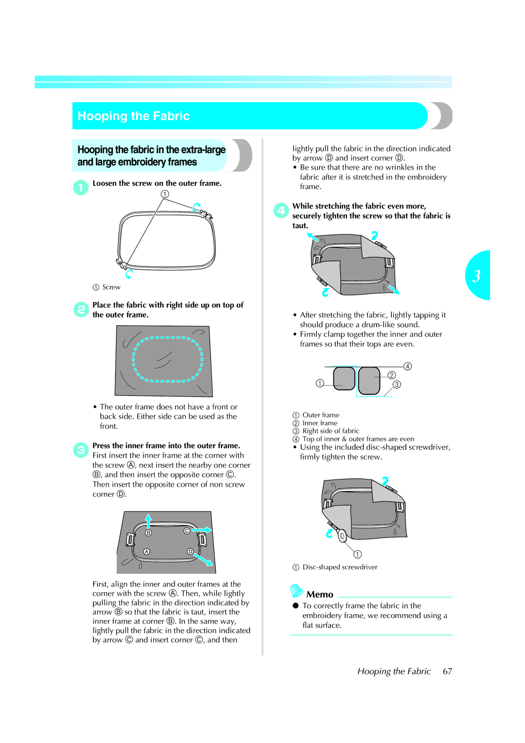 Brother PE-600II operation manual Hooping the Fabric 