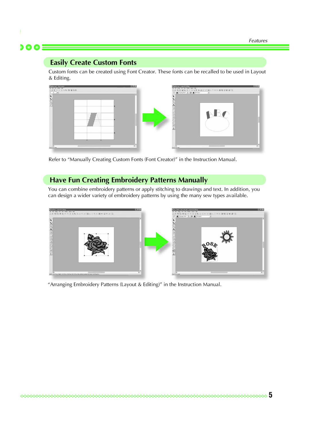 Brother Personal Embroidery Design Software System, PE-DESIGN 7 manual Easily Create Custom Fonts 