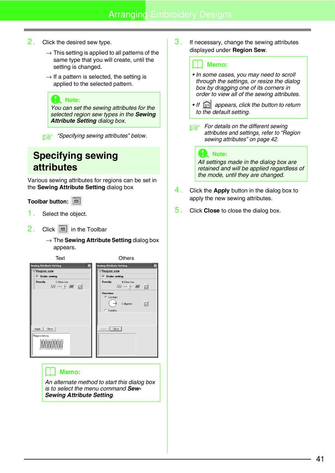 Brother Brother USB Writer, PE-DESIGN manual Specifying sewing attributes, Toolbar button 