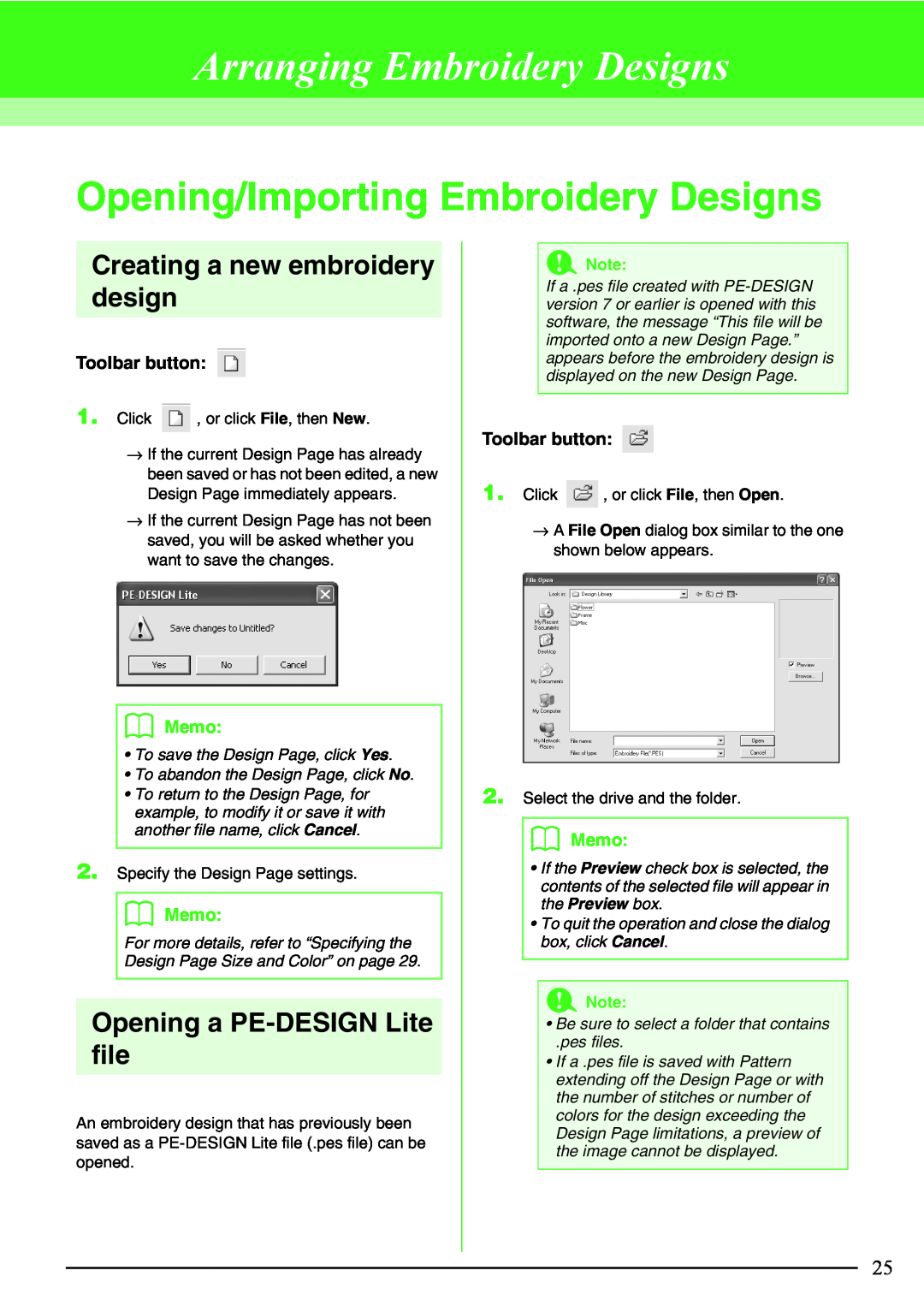 Brother Brother USB Writer Arranging Embroidery Designs, Opening/Importing Embroidery Designs, Toolbar button, b Memo 