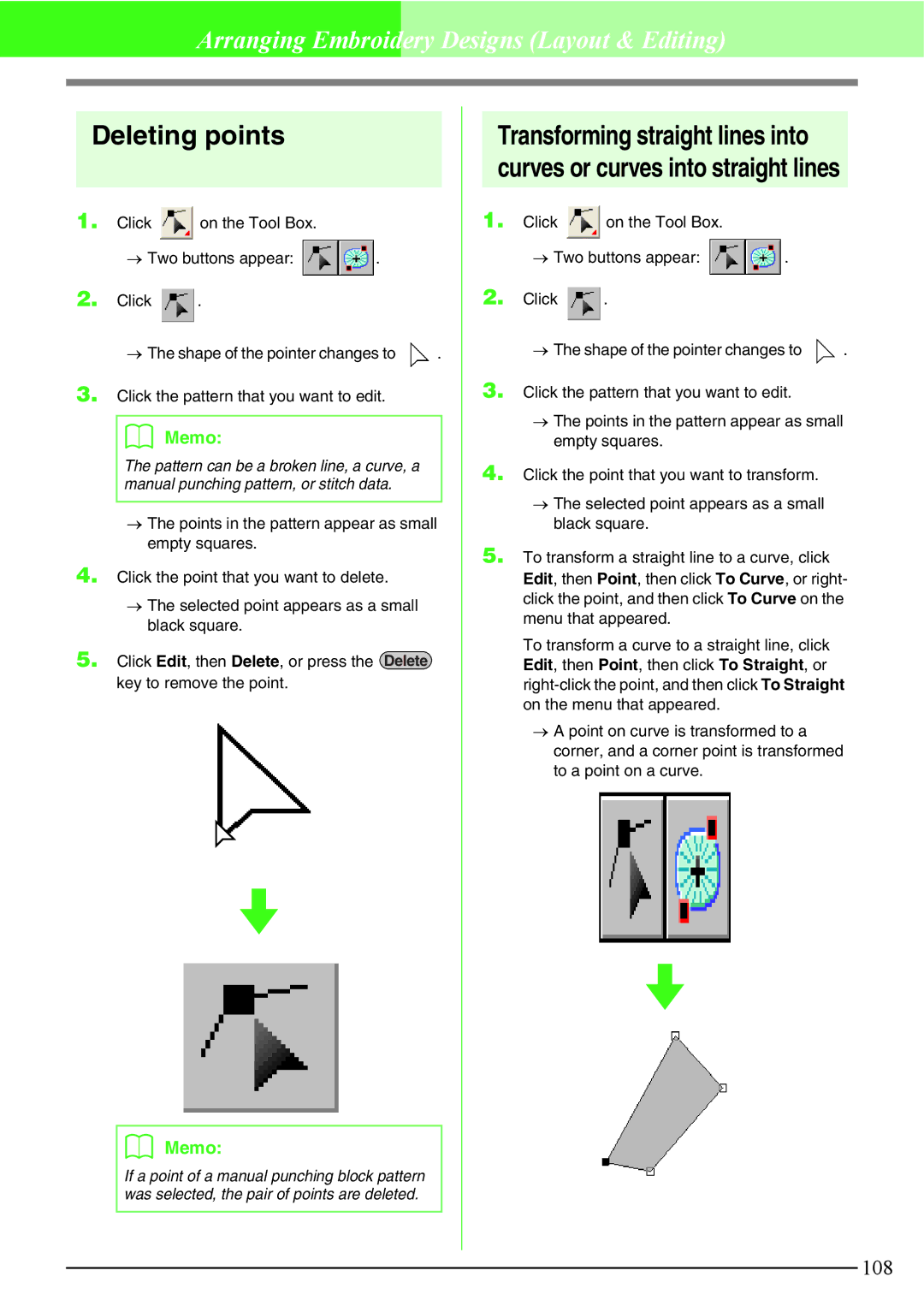 Brother PE-DESIGN V7 instruction manual Deleting points 