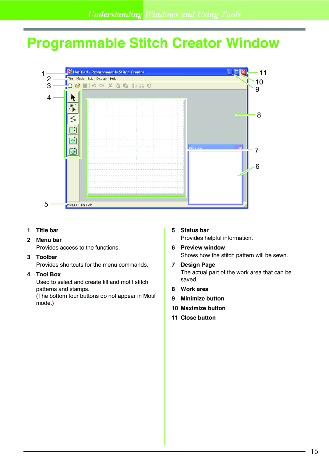 Brother PE-DESIGN V7 instruction manual Programmable Stitch Creator Window 